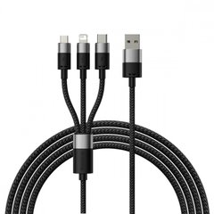 Кабель Baseus StarSpeed One-for-three Fast Charging USB (Micro USB+Lightning+Type-C) 3.5A (1.2m) Black купити