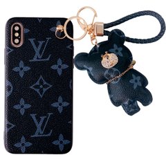 Чехол ЛВ Leather c брелком для iPhone X | XS Gray купить