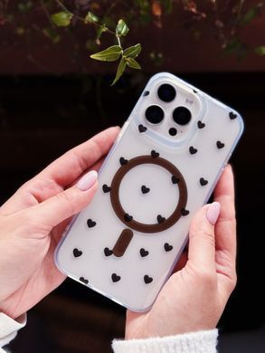 Чохол Transparent Print with MagSafe для iPhone 14 PRO MAX Hearts Black - ash-mobile.com.ua - фото 2