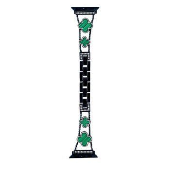 Ремешок Van Cleef для Apple Watch 38mm | 40mm | 41mm | 42mm (10 | 11 series) Black/Green - ash-mobile.com.ua - фото 1