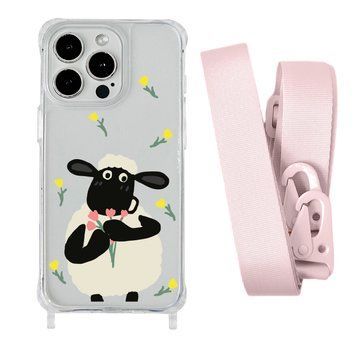 Чохол прозорий з ремінцем Print Happy Nice для iPhone X | XS Sheep/Pink Sand - ash-mobile.com.ua - фото 1