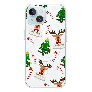 Чохол прозорий Print NEW YEAR with MagSafe для iPhone 14 Plus Deer heads - ash-mobile.com.ua - фото 1