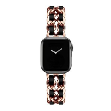 Ремешок Chanel Leather для Apple Watch 38mm | 40mm | 41mm Rose Gold/Black - ash-mobile.com.ua - фото 1