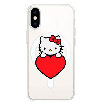 Чехол прозрачный Print Hello Kitty with MagSafe для iPhone X | XS Love - ash-mobile.com.ua - фото 1