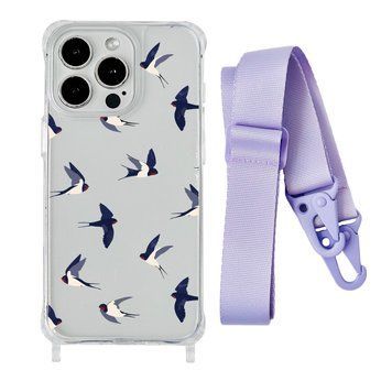 Чохол прозорий з ремінцем Print Happy Nice для iPhone 13 PRO MAX Swallows/Glycine - ash-mobile.com.ua - фото 1