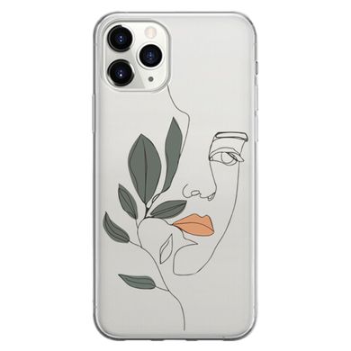 Чохол прозорий Print Leaves для iPhone 15 PRO Face