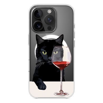 Чохол прозорий Print Mood swings with MagSafe для iPhone 16e | 17e Cat Wine - ash-mobile.com.ua - фото 3