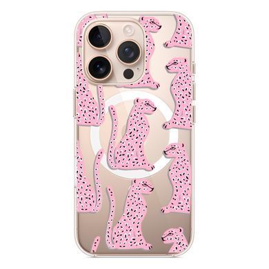 Чехол прозрачный Print Meow with MagSafe для iPhone 16e | 17e Leopard Pink - ash-mobile.com.ua - фото 4