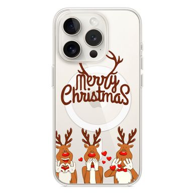 Чохол прозорий Print NEW YEAR with MagSafe для iPhone 11 PRO MAX Three deer купити
