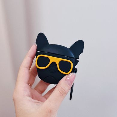 Чехол 3D для AirPods 1 | 2 Glasses Yellow Bulldog Black купить