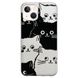Чехол прозрачный Print Animals для iPhone 13 Cats Black/White