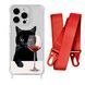 Чохол прозорий з ремінцем Print Mood swings для iPhone X | XS Cat Wine/Red