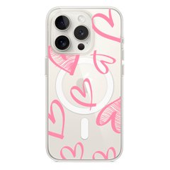 Чехол прозрачный Print Love Kiss with MagSafe для iPhone 11 PRO MAX Heart Pink купить