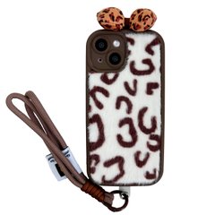 Чехол Fluffy Leopard для iPhone 14 Brown