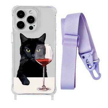 Чохол прозорий з ремінцем Print Mood swings для iPhone 16 PRO Cat Wine/Glycine - ash-mobile.com.ua - фото 1