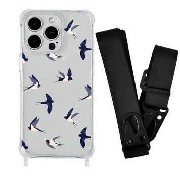 Чохол прозорий з ремінцем Print Happy Nice для iPhone 7 Plus | 8 Plus Swallows/Black - ash-mobile.com.ua - фото 1