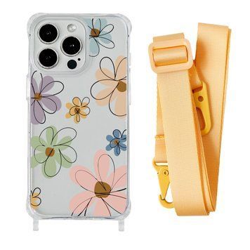 Чехол прозрачный с ремешком Print Flower для iPhone X | XS Spring Breeze/Yellow - ash-mobile.com.ua - фото 1