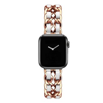 Ремешок Chanel Leather для Apple Watch 38mm | 40mm | 41mm Rose Gold/White - ash-mobile.com.ua - фото 1