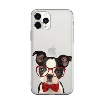 Чохол прозорий Print Dogs для iPhone 12 | 12 PRO Glasses Bulldog Red - ash-mobile.com.ua - фото 1