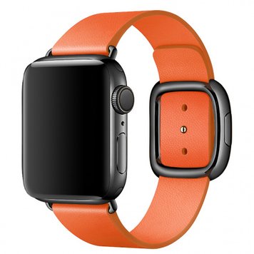 Ремінець Modern Buckle Leather для Apple Watch 38mm | 40mm | 41mm Orange/Black - ash-mobile.com.ua - фото 1