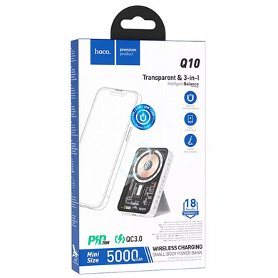 Портативна Батарея Hoco Q10 MagSafe PD 20W 5000 mAh Transparent купити