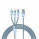 Кабель Baseus StarSpeed One-for-three Fast Charging USB (Micro USB+Lightning+Type-C) 3.5A (1.2m) Blue