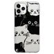 Чохол прозорий Print Animals для iPhone 13 PRO Cats Black/White