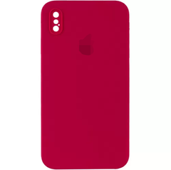 Чохол Silicone Case FULL+Camera Square для iPhone X | XS Rose Red купити