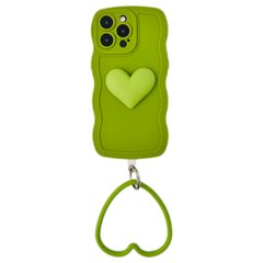 Чехол Волнистый с держателем сердцем для iPhone 14 PRO MAX Green