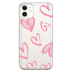 Чехол прозрачный Print Love Kiss для iPhone 12 | 12 PRO Heart Pink купить