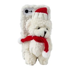 Чехол 3D Bear Plush Case для iPhone 7 | 8 | SE 2 | SE 3 White купить