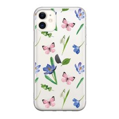 Чехол прозрачный Print Butterfly для iPhone 11 Pink купить