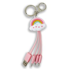 Кабель ASH Happy 3 in 1 USB (Micro-USB+Lightning+Type-C) Rainbow Pink купити