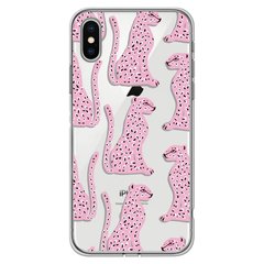 Чохол прозорий Print Meow для iPhone XS MAX Leopard Pink купити