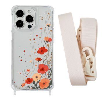 Чохол прозорий з ремінцем Print Flower для iPhone 7 Plus | 8 Plus Autumn Blossom/Antique White - ash-mobile.com.ua - фото 1