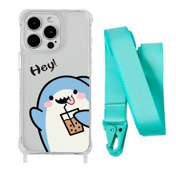 Чохол прозорий з ремінцем Print Shark для iPhone 17 Shark Cocktail/Spearmint