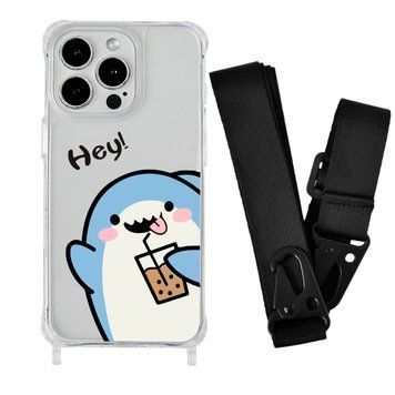 Чехол прозрачный с ремешком Print Shark для iPhone 17 Air Shark Cocktail/Black