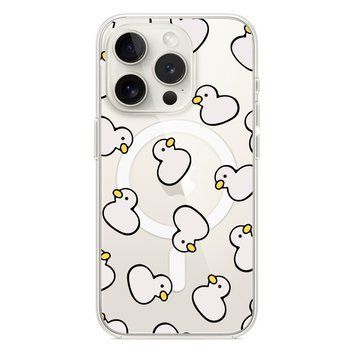 Чохол прозорий Print Duck with MagSafe для iPhone 15 PRO White - ash-mobile.com.ua - фото 1