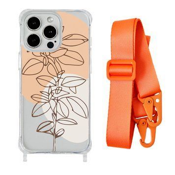 Чехол прозрачный с ремешком Print Leaves для iPhone 11 PRO Flowerpot/Orange - ash-mobile.com.ua - фото 1