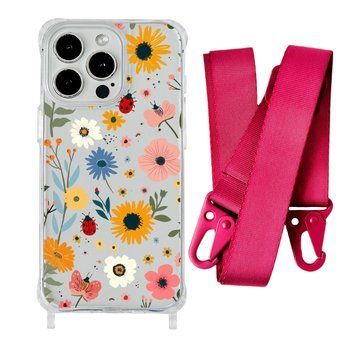 Чохол прозорий з ремінцем Print Flower для iPhone X | XS Sunflower/Rose Red - ash-mobile.com.ua - фото 1