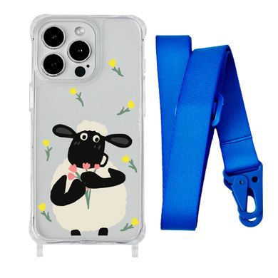 Чохол прозорий з ремінцем Print Happy Nice для iPhone XS MAX Sheep/Blue - ash-mobile.com.ua - фото 1