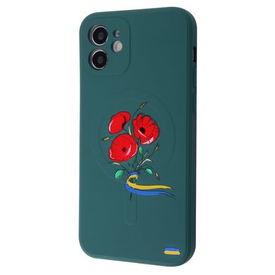 Чехол WAVE Ukraine Edition Case with MagSafe для iPhone 12 Poppies Green - ash-mobile.com.ua - фото 1