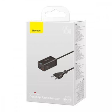 Мережевий фільтр Baseus GaN3 Pro 65W (2 Type-C + 2 USB) + Кабель Type-C to Type-C 100W (1m) Black - ash-mobile.com.ua - фото 11