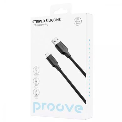 Кабель Proove Striped Silicone USB to Lightning (1m) Black - ash-mobile.com.ua - фото 2