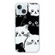 Чохол прозорий Print Animals with MagSafe для iPhone 14 Cats Black/White - ash-mobile.com.ua - фото 1