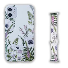 Комплект Beautiful Flowers для iPhone 12 + Ремінець для Apple Watch 42/44/45 mm Лаванда