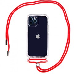 Чехол Crossbody Transparent со шнурком для iPhone 14 Red