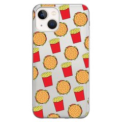 Чехол прозрачный Print FOOD для iPhone 15 Plus Burger and French fries