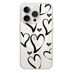 Чехол прозрачный Print Love Kiss with MagSafe для iPhone 11 PRO MAX Heart Black купить