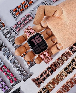 Ремінець Chanel Leather для Apple Watch 42mm | 44mm | 45mm | 49mm Rose Gold/Pink